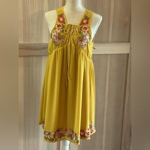 Andre’e by Unit Embroidered Dress. Women’s Sz-S Flattering | Gold | Boho